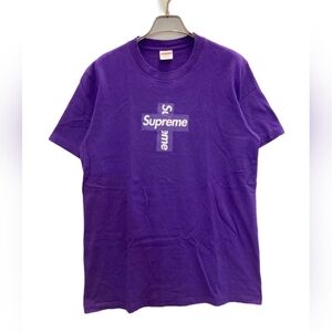Supreme Cross Box Logo Tee Size Med (Purple) In Excellent Condition